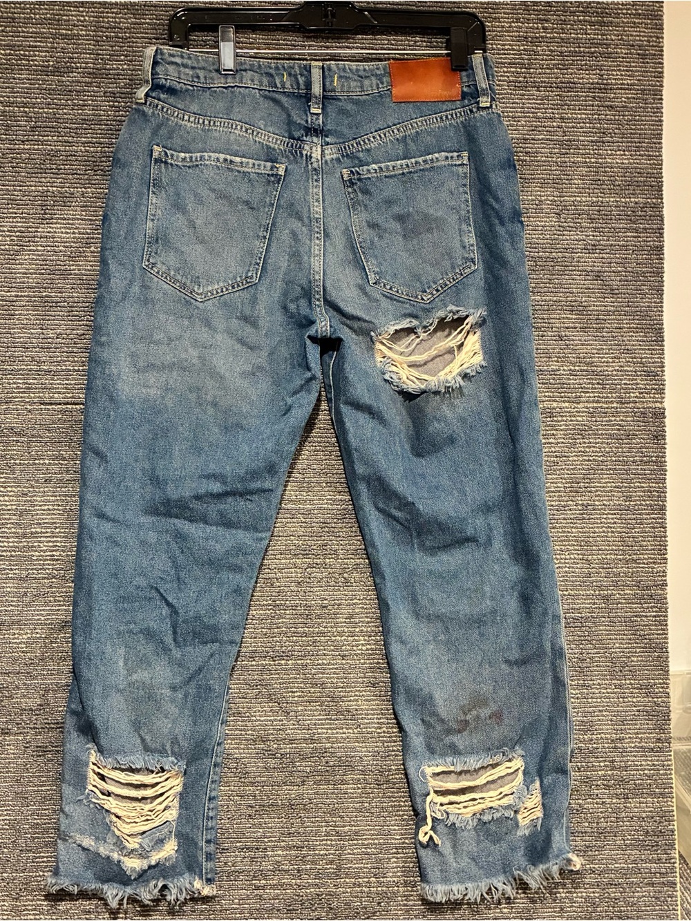 Free People Washed Light Blue Distressed Boyfriend Jeans - Picture 8 of 12